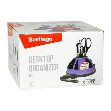 Berlingo "BR" desktop Organizer, 9 pieces, Rotating, Black/Orange