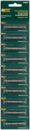 CrMo steel S2 bits, blister pack, double-sided 50 mm PH2/PH2, 10 pcs.