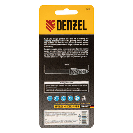 Borehole for metal, carbide, conical rounded, type-L, 16 mm// Denzel