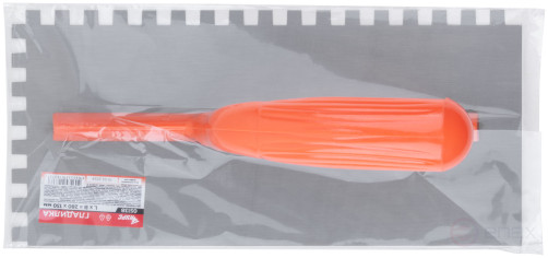 Гладилка стальная с пластиковой ручкой, 280х130 мм зубчатая, зуб 8х8 мм