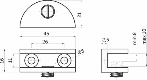 Полкодержатель для стекла мет. WP2710, хром AKS
