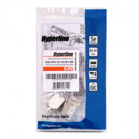 KJNE-8P8C-C5e-90-SH-F-WH Keystone Jack Insert RJ-45(8P8C), Category 5e, shielded, 110 IDC, sealing with NE-TOOL, white