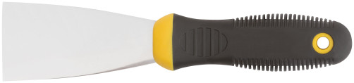 Spatula, stainless steel.steel, black and yellow rubberized.handle 2" (50 mm)