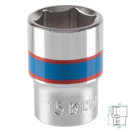 Головка торцевая стандартная шестигранная 3/8", 15 мм KING TONY 333515M