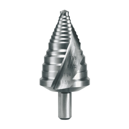 Сверло ступенчатое HSS дюймовое CBN шлифованное со спиралевидной канавкой и подточкой острия Ø 7/8 - 1 3/8
