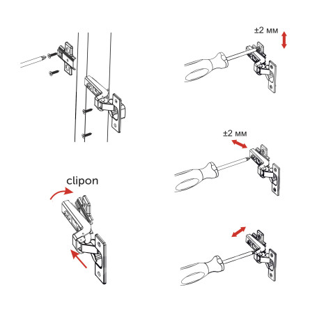 Петля внутренняя без пружины 45мм h0 clip-on AKS