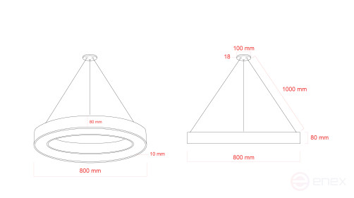 ERA Geometria LED Lamp SPO-134-W-40K-056 Ring 56W 4000K 4200Lm IP40 800*80 White Hanging Driver inside