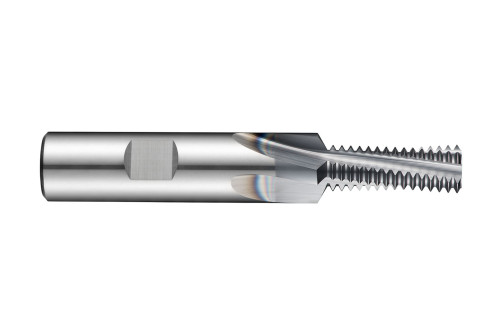 Milling cutter for threading with a spiral angle of 10° with coolant supply Ø 11.6 M 14