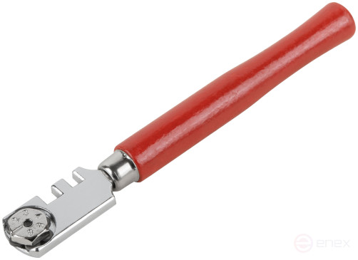 Roller glass cutter, 6 rollers, wooden handle