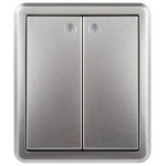 Выключатель ЭРА Эксперт 11-1205-03 двойной с подсветкой IP20 10АХ-250В ОУ алюминий