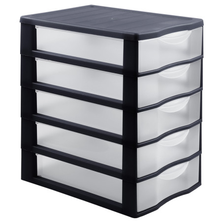 Бокс универсальный СТАММ, 5 отделений, лотки прозрачные, черный