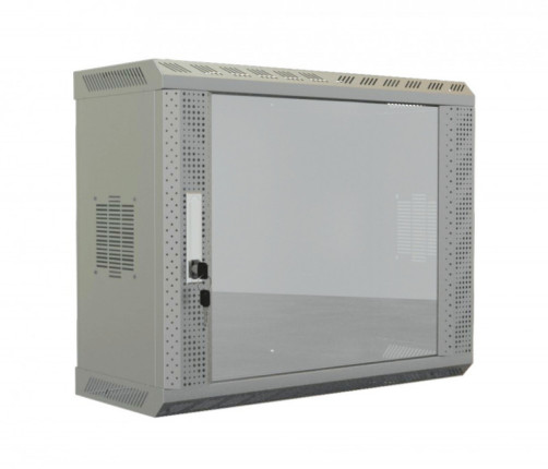 TWS-2225-GP-RAL7035 Шкаф настенный 19-дюймовый (19"), 22U, 1086х600х250, со стеклянной дверью, несъемные боковые панели, цвет серый (RAL 7035) (собранный)