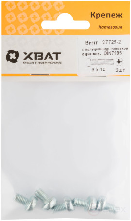 A semi-cylindrical screw. a head with a full thread of pins. DIN 7985 6x10 5 pcs.(packing)