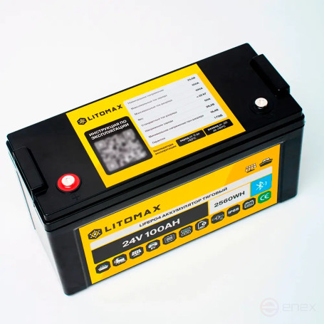 Lithium traction battery LITOMAX LiFePO4 25.6V 100 Ah 2560 Wh, Bluetooth-enabled, IP68