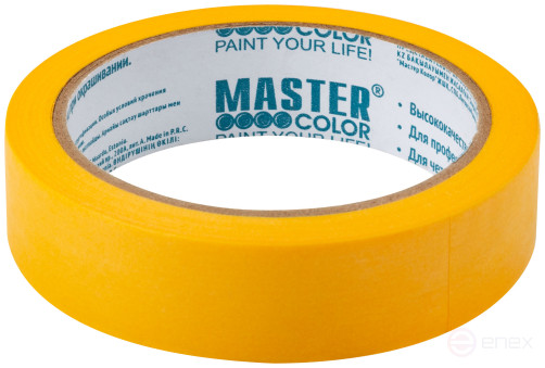 Golden paint tape, rice paper, heat resistant. up to 120°C, UV resistance up to 30 days, 24 mm x 25 m
