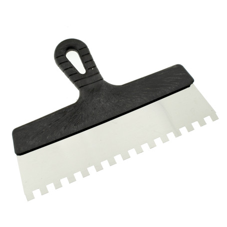 Шпатель зубчатый нержавеющий 300 мм, зуб 10х10 мм, ЧЕГЛОК (45)