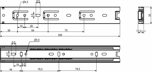 Направляющая шариковая L-250 h=35 AKS LIGHT BD