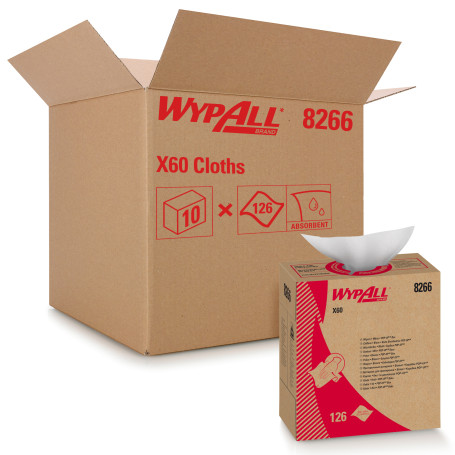 WypAll® X60 Протирочный материал - Коробка Рор-Up / Белый (10 Коробок x 126 листов)