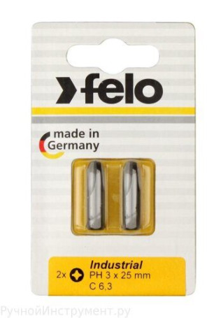 Felo Бита крестовая PH 3X25, серия Industrial, 2 шт в блистере 02203036