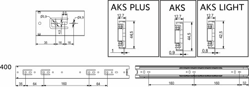 Ball guide L-400 h=45 AKS