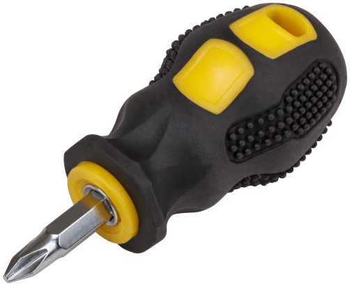 Screwdriver with adjustable sting "shorty", CrV steel, rubberized handle 6x40 mm PH2/SL6