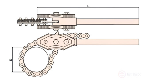 Ключ трубный цепной 900х300 искробезопасный сплав AlCu 129-1008, HORTZ