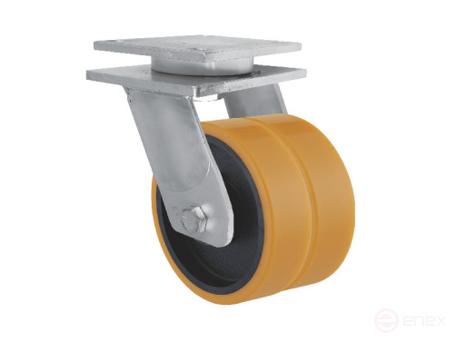 Wheel support d.200 mm pivoting double heavy-duty polyurethane