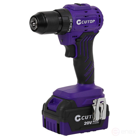 Screwdriver Cutop E-Profi 20V, 13mm, 2 Batteries, 4ah, Battery cooler, box square.