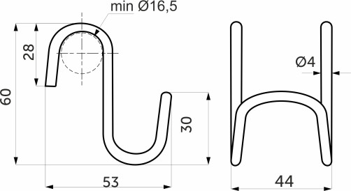 Крючок на трубу d16 двойной хром AKS