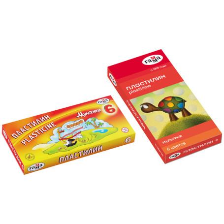 Пластилин Гамма "Мультики", 06 цветов, 120г, со стеком, картон. упаковка
