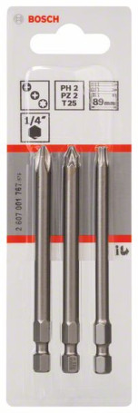 Set of 3 nozzles-bit Extra Hart PH2; PZ2; T25; 89 mm