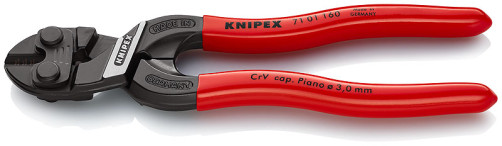 KNIPEX CoBolt® S bolt cutter, L-160 mm, cut: hole. soft. Ø 5.3 mm, cf. Ø 4.4 mm, TV. Ø 3.2 mm, royal. string Ø 3 mm, black, 1-k handles