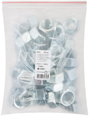 Гайка оцинкованная М24 50 шт DIN 934 фасовка