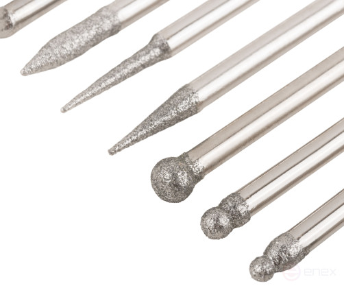 Шарошки, усиленная сталь с алмазным напылением, штифт диам. 3 мм, 20 шт.