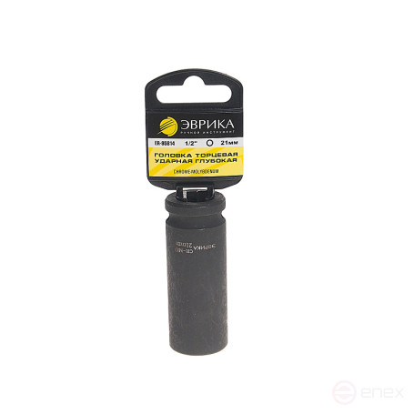 Головка торцевая 21мм 1/2" 6-гранная ударная глубокая L=78мм (с держателем) ЭВРИКА ER-95814H 1/64