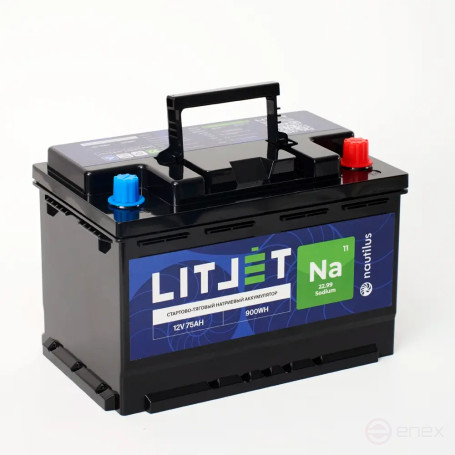 Натриевый стартово/тяговый аккумулятор LITJET Na+ 12V 75Ah 900Wh 1800CCA