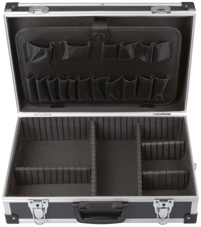 Tool box plastic reinforced with aluminum (43 x 31 x 13 cm) black