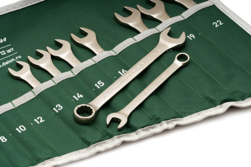 Набор ключей комбинированных 12 шт. (6,8,10,12,13,14,15,16,17,18,19, 22 мм) (ЕВРО) планшет тетрон.