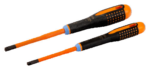 Set of insulated screwdrivers Plus-Minus /Pozidriv with ERGO handle and thin rod, 2 pcs