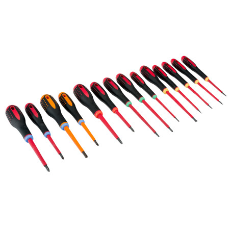 Set of insulated ERGO slotted screwdrivers/Phillips/Pozidriv/TORX, 14 pcs