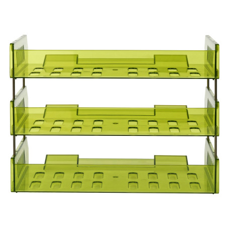 Лоток для бумаг горизонтальный СТАММ "Сити", набор 3шт., на мет. стержнях, широкая загрузка, зеленый лайм