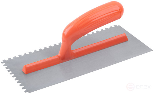 Гладилка стальная с пластиковой ручкой, 280х130 мм зубчатая, зуб 6х6 мм