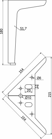 Опора меб. мет. WINDSOR h180 угловая черный AKS