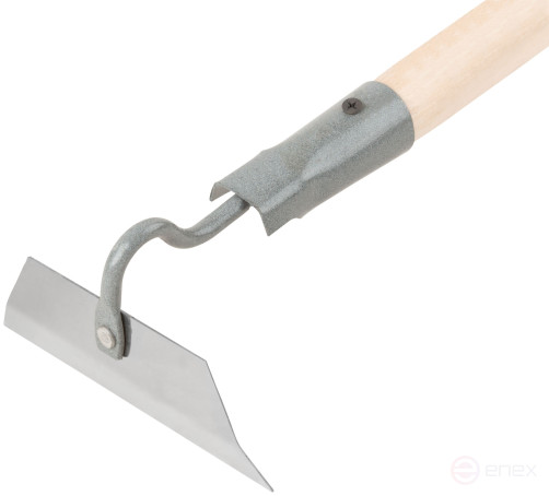 Мотыга прямая 150х50 мм, нержавеющая сталь, с деревянным черенком