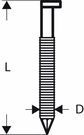 Nails with a D-shaped head SN34DK 75R, in a 2.8 mm, 75 mm clip, without cover, riffle.