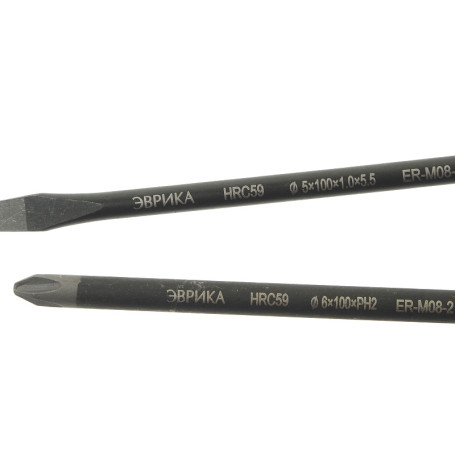 Набор отверток ER-M08-2 SL5.5x100 Ø5, PH2x100 Ø6, стержень S2, 2 предмета в блистере HRC≥59 ЭВРИКА /1/72 NEW