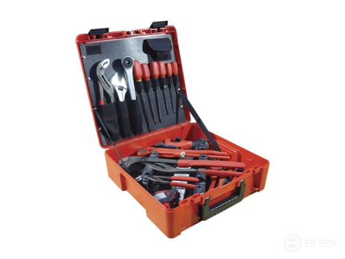 An 18-piece tool kit in a ROCASE 4414 suitcase