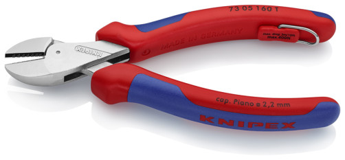 KNIPEX X-Cut® бокорезы, рез: провол. мягк. Ø 4.8 мм, ср. Ø 3.8 мм, тв. Ø 2.7 мм, роял. струна Ø 2.2 мм, L-160 мм, хром, 2-к ручки, страх. крепл.