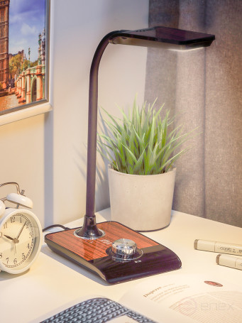 Настольный светильник ЭРА NLED-473-10W-BK светодиодный черный с деревом