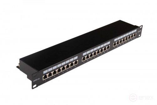 WRline WR-PL-24-C5E-SH-D Patch Panel 19" (1U), 24 RJ-45 ports fully Shielded, Category 5e, Dual IDC, Color Black